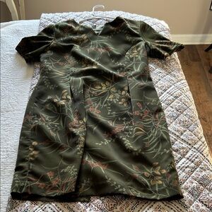 Worthington Olive Green Floral Midi Dress